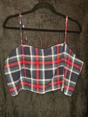 wild fable Red, White, & Blue Plaid Cropped Cami NWT